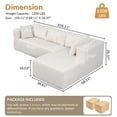 thumbnail image 3 of Hzzkey 105" Modular Cloud Sofa with Chaise, L-Shaped Plush Sectional, Beige White, 3 of 9