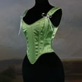 thumbnail image 5 of Feancey Womens Corsets Adjustable Shoulder Straps Bustier Tops Lace Up Vintage Overbust Corsets Halloween Dressy Elegant Body Shapewear Tank Top Green L, 5 of 10