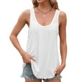 thumbnail image 2 of Women's Sleeveless Tank Tops Eyelet Embroidery Neck Loose Fit Casual Summer T-Shirts Breathable Comfortable Fashion Top, 2 of 4