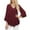 Wine, variant on Ayolanni Womens Ruffle 3/4 Sleeve Mesh Tops Double Layers Flowy Shirts Elegant v Neck Chiffon Blouses Trendy Floral Print