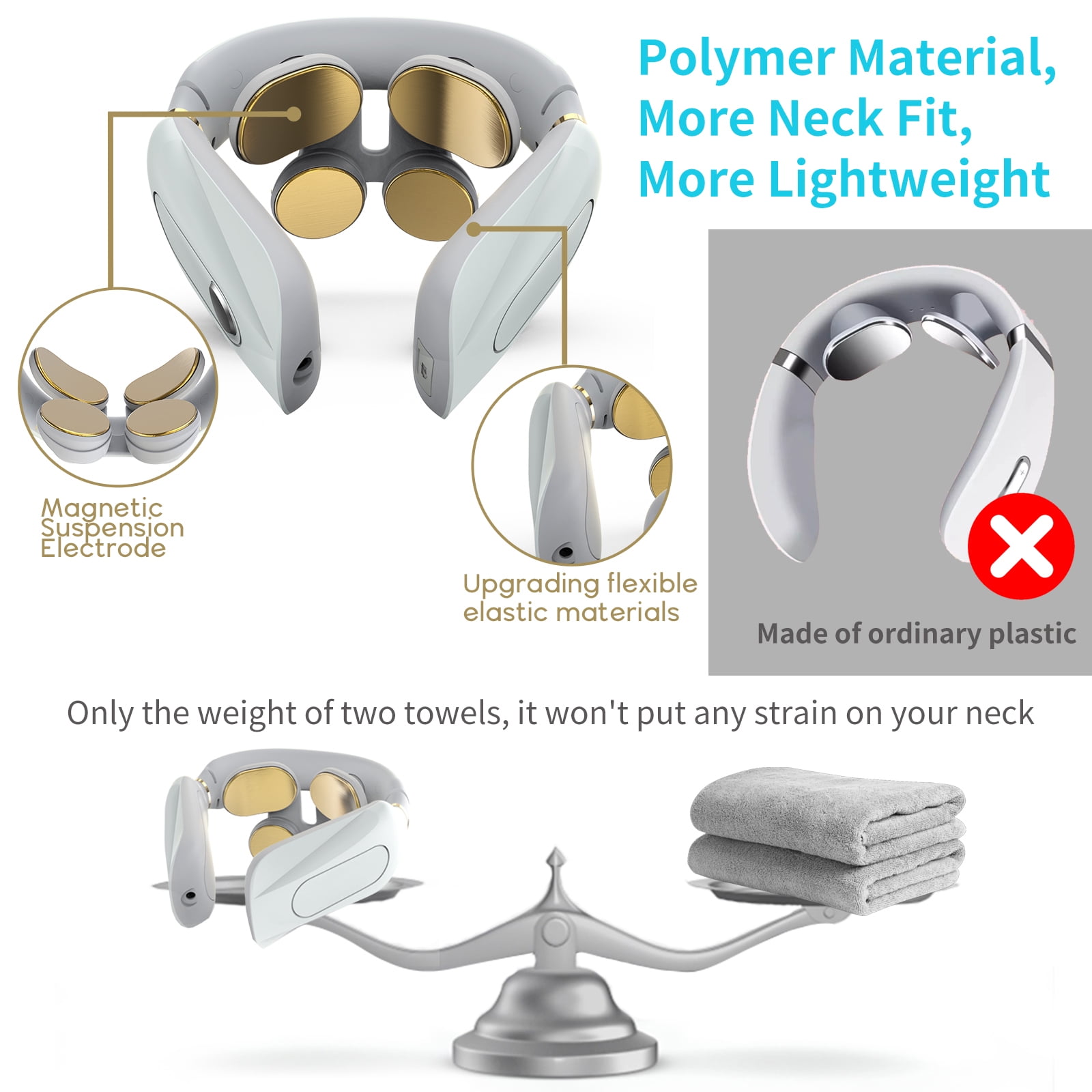 Alphay Smart Neck Massager for Relax, Rechargeable  Intelligent Cervical Massager with Heat, White