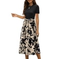 thumbnail image 3 of UVN Summer Dresses for Women Short Sleeve Ribbed Casual Midi Dress Ladies Floral Print Sundress with Pockets, 3 of 9