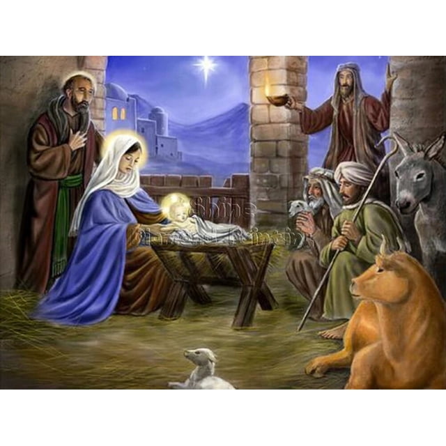 Pintura de diamantes 5D DIY, bordado religioso de Jesús, arte de Navidad, conjunto de mosaico redondo y cuadrado completo, punto de cruz, decoración del hogar, regalo