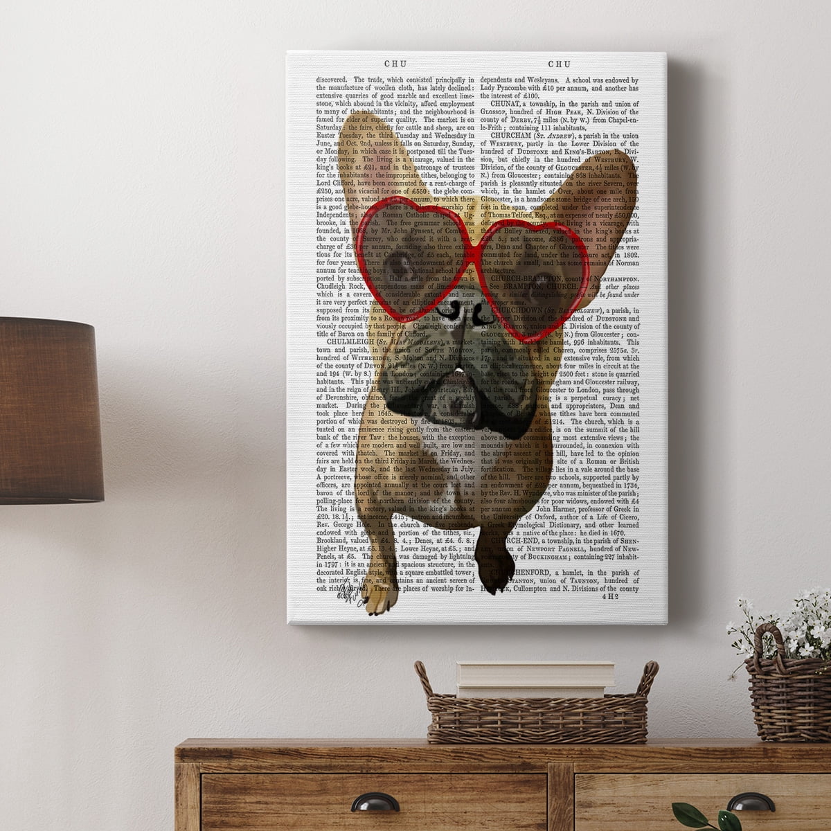 French Bulldog and Heart Glasses Premium Gallery Wrapped Canvas - Ready to Hang