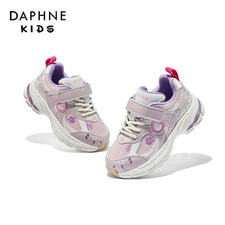 

DAPHNE Girls Lightweight Sneakers Lace Up Hook&Loop Design Casual Shoes