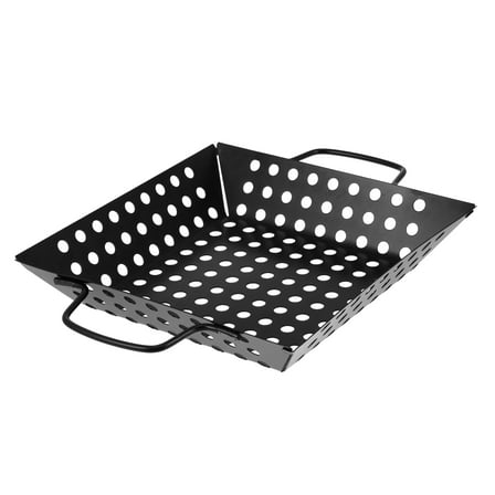 Grill Tray Square Baking Pan Skewers Cooking Grilling Platter Black