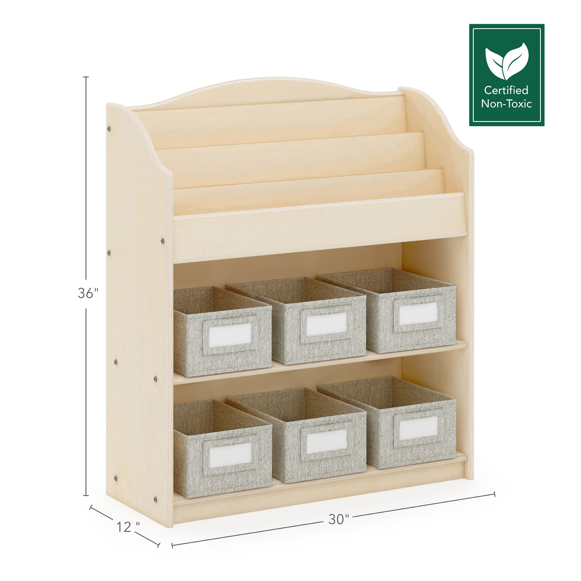 EdQ Shelves and 10 Bin Storage Unit 30 - Natural – Guidecraft