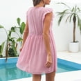 thumbnail image 3 of Mchoice Summer Sundresses for Women Short Sleeves Mini Dress Sexy V Neck Flowy Casual Dress Swiss Dot Short Loose Fit Plus Size Dress, 3 of 7