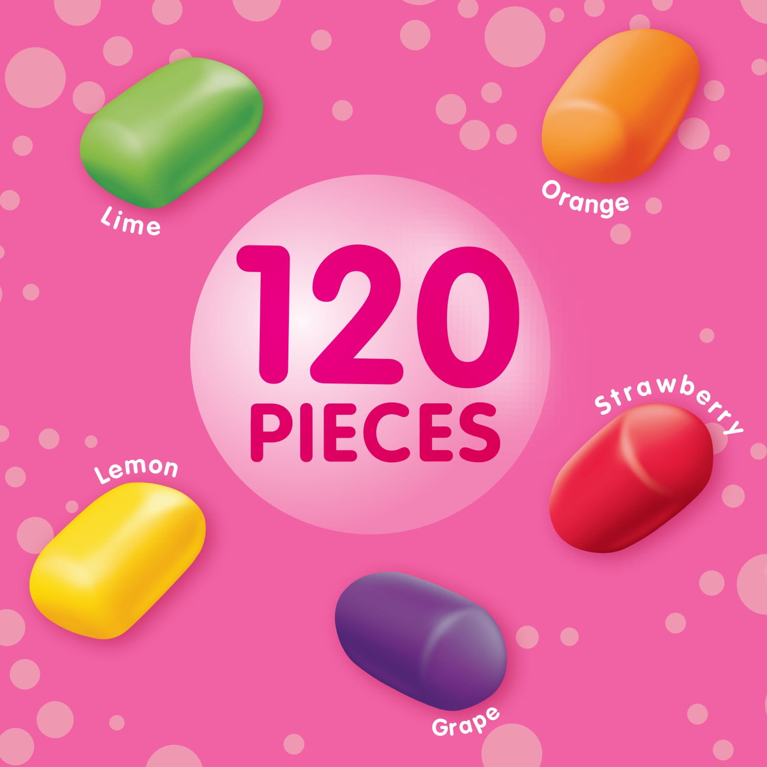 (3 pack) Hubba Bubba Minis Skittles Flavored Bubble Gum - 120 Pieces Resealable Bag
