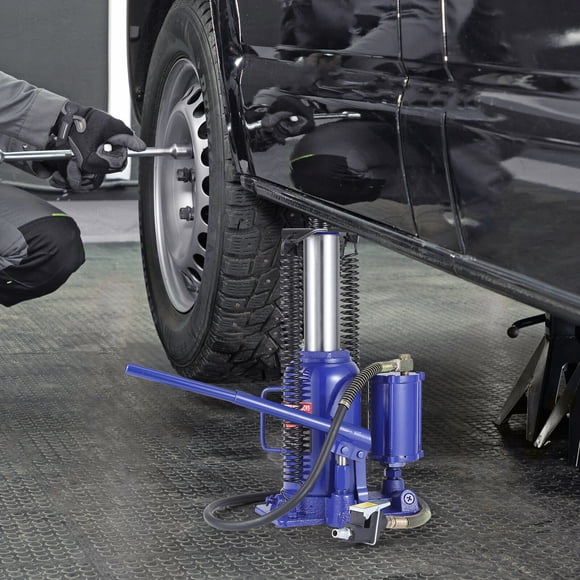 EDTara Quick Lift Air Hydraulic Bottle Jack, High Profile Heavy Duty In-Line Cylinder, Dual-Mode Manual/Pneumatic With Detachable Handle for Trucks and Equipment