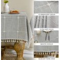 thumbnail image 3 of GHSDFBB Solid Embroidery Checkered Table Cloth Washable Cotton Linen Tassel Tablecloth, Rectangle Wrinkle Free Anti-Fading Table Cover for Kitchen Dinning Thanksgiving Christmas (55x120 Inch, Gr, 3 of 7