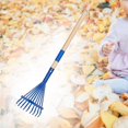 thumbnail image 6 of jicheng Garden Rake 9 Tines Yard Leaf Rake for Garden Shrub Yard Blue, 6 of 9