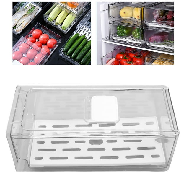 Boîte de Rangement de Réfrigérateur, Support de Rangement de Réfrigérateur avec la Boîte de Conservation de Récipient de Stockage de Fruits de Vidange