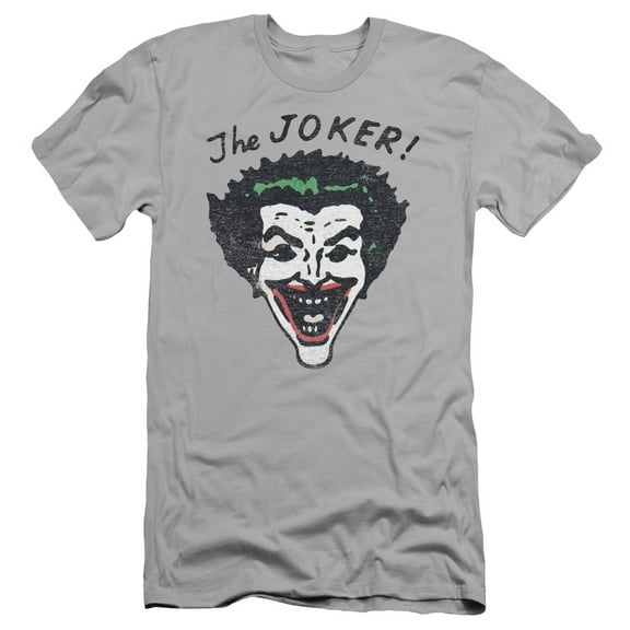 Batman Retro Joker S/S Adult 30/1 T-Shirt-Silver