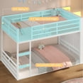 thumbnail image 4 of Bunk Bed Twin Over Twin with 6 Large Fabric Drawers,4 Wooden Storage Bookshelf, Metal Bunk Bed Low Loft Bed with LED Lights,Safety Ladder,Guardrail, Space Saving,White, 4 of 9