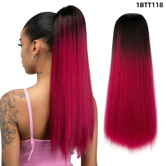 Nvzi-c 20" Ponytail Extensions Drawstring Long Straight Fake Pony Tail Natural Soft Clip in Hair Extension Synthetic Heat Resistant Hairpiece，C