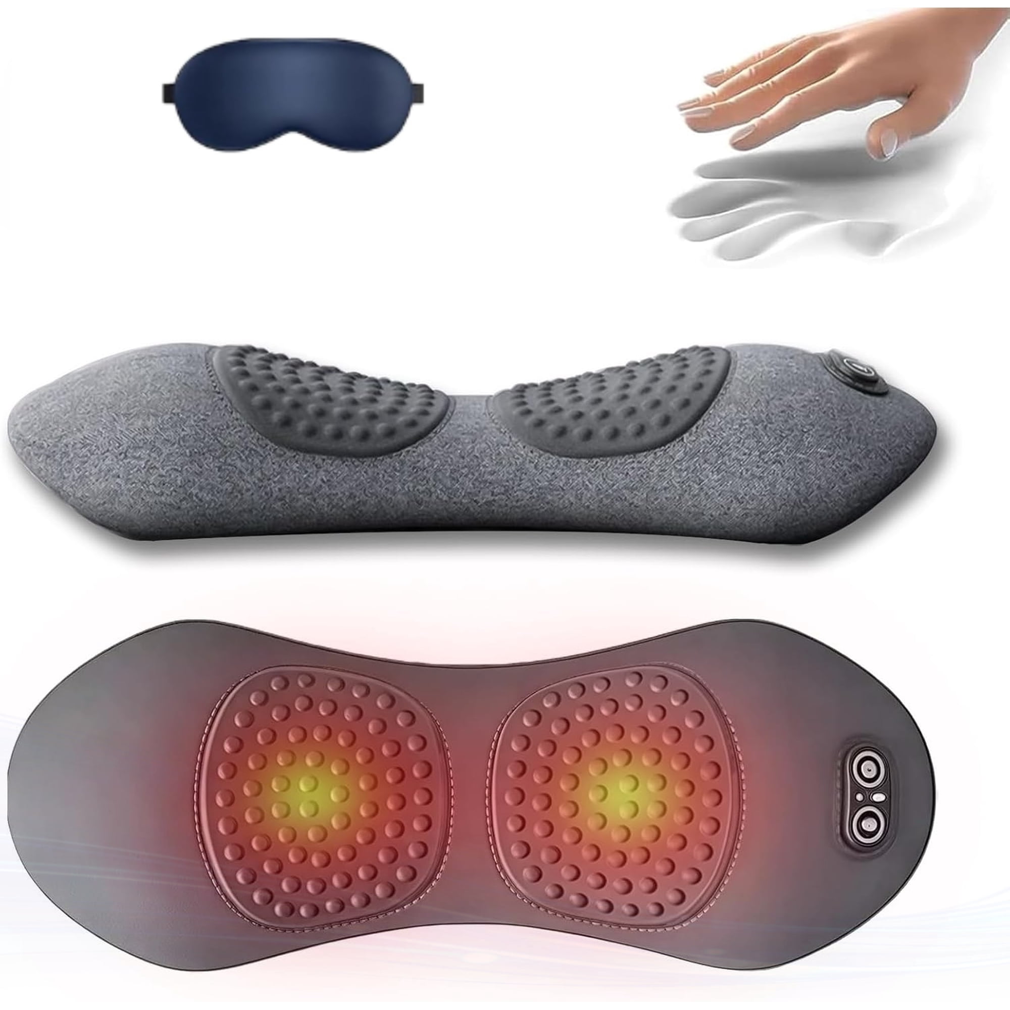 Smooth Spine Triple Fusion Back Massager, Soothe 3 in 1 Back Massager for Sciatica, Mysoothelab Neck Massagers Pillow, Three-Speed Constant Temperature Hot Compress, for Relieve Neck Pain (Gray)