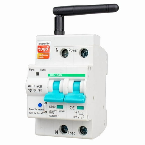 2P Tuya App Wifi Circuit Breaker Interruptor Smart Life Timer Voice Remote Control Automatic Intelligent Switch