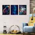 thumbnail image 4 of Space Wall Decor for Living Room Abstract Galaxy Canvas Wall Art Bedroom Pictures Purple Blue Nebula Starry Universe Painting Outer Space Astronomy Posters Bathroom Kitchen Home Decoration 12x16" 3Pcs, 4 of 6