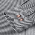 thumbnail image 5 of Men's Pinstripe Button down Shirt with Pocket - Long Sleeve Lapel Collar Top, Retro Button for Smart Casual Work and Weekend Outings, 5 of 6