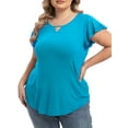thumbnail image 5 of QINCAO Plus Size Tops for Women Summer Ruffle Short Sleeve Womens Blouses Tunic Loose T Shirts,4XL(28), 5 of 7
