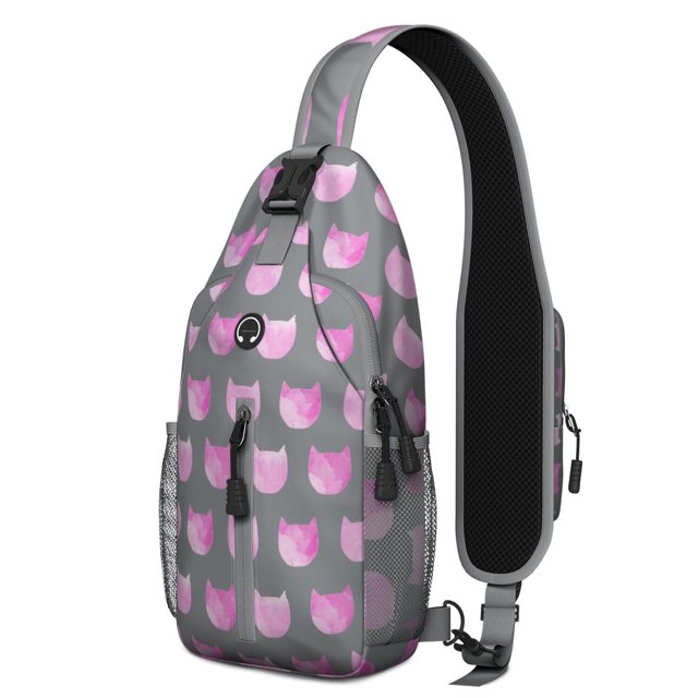 Pet Lovers Cat Pattern Sling Backpack, Lightweight Crossbody Daypack with Funny Paw Print, Adorable Cat Lover Gift Design, Anti-theft Travel Bag for Daily Commute, Outdoor, Gym Use