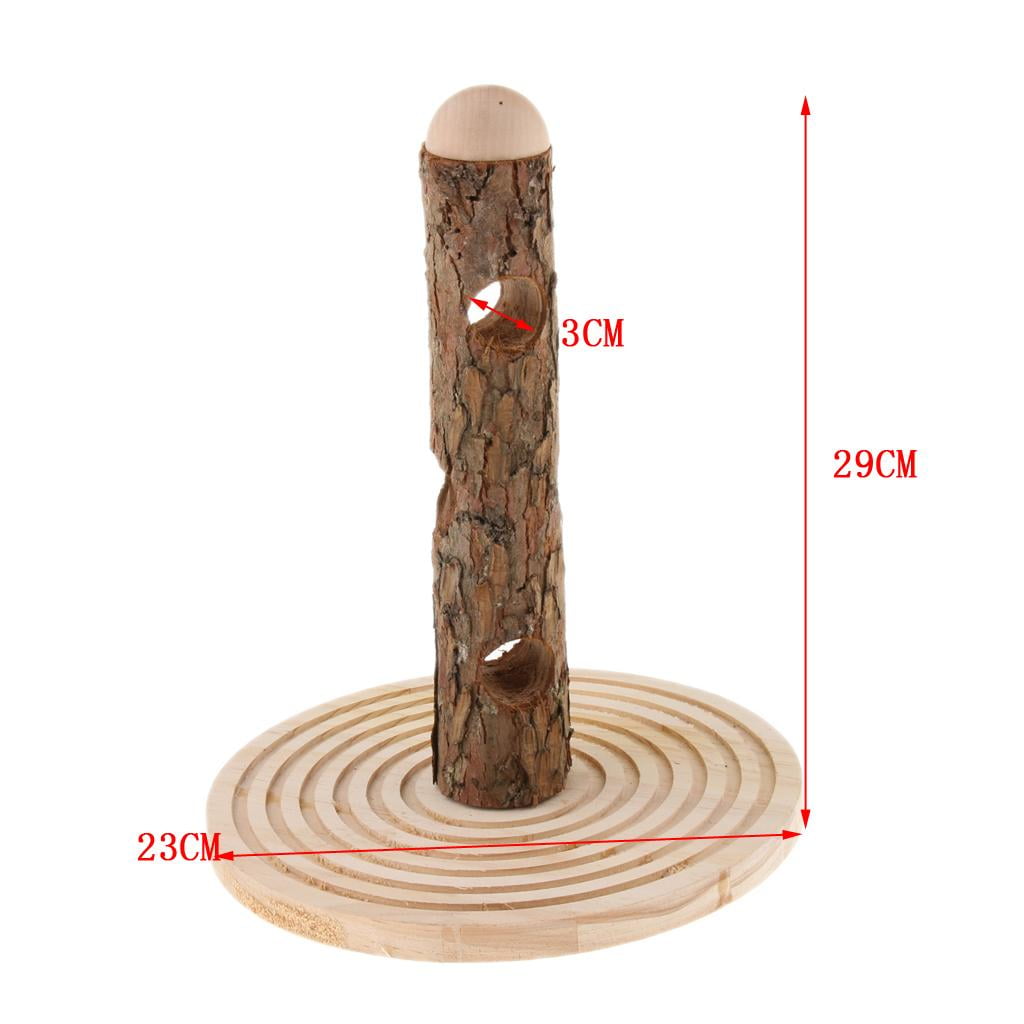 Natural Wooden Hay Feeder, Feeder Pet Vertical Pole Stick Manger Holder, Food For Guinea , Chinchilla