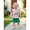 thumbnail image 3 of BemeyourBBs Toddler Baby Girl Golf Outfits Infant Baby Girls Summer Clothes Golf Cart Embroidered Striped Fly Sleeve T Shirt Tops Elastic Waist Pockets Shorts 2Pcs Clothes Set, 3 of 9