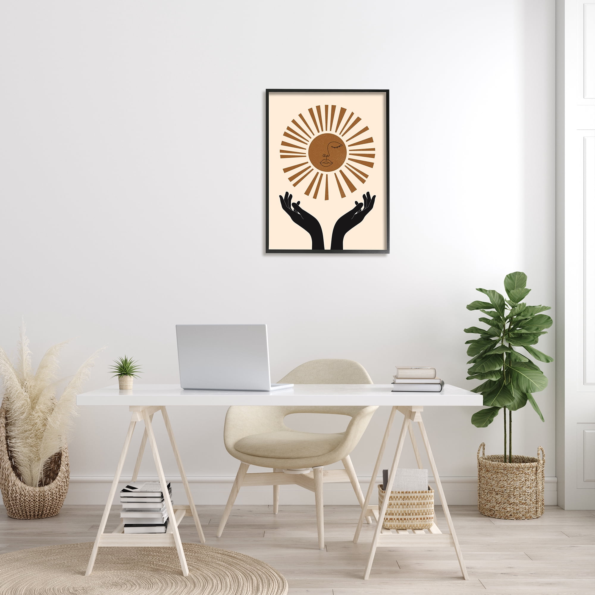 Stupell Industries Hands Holding Desert Sun with Face Linework, 24 x 30, Designed by JJ Design House LLC