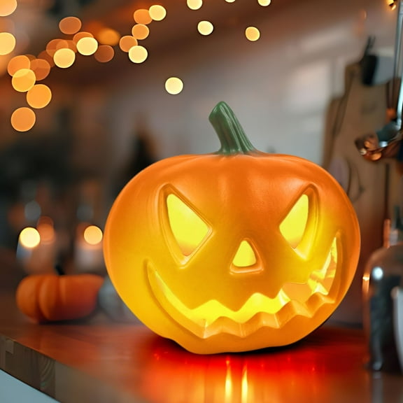 Gallickan Halloween Pumpkin Light, Blow Molded LED Lantern with Remote Control, Easy Setup for Indoor Outdoor Decor, Halloween Decorations Party Yard Display, Orange