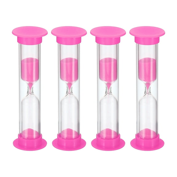 Uxcell 3 Minute Sand Timer, 4pack Small Sandy Clock, Count Down Sand Glass Pink