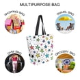thumbnail image 7 of FORMRS Womens Canvas Tote Bag with Zipper Inner Pocket Shoulder Handbag, Green Stars, 7 of 7