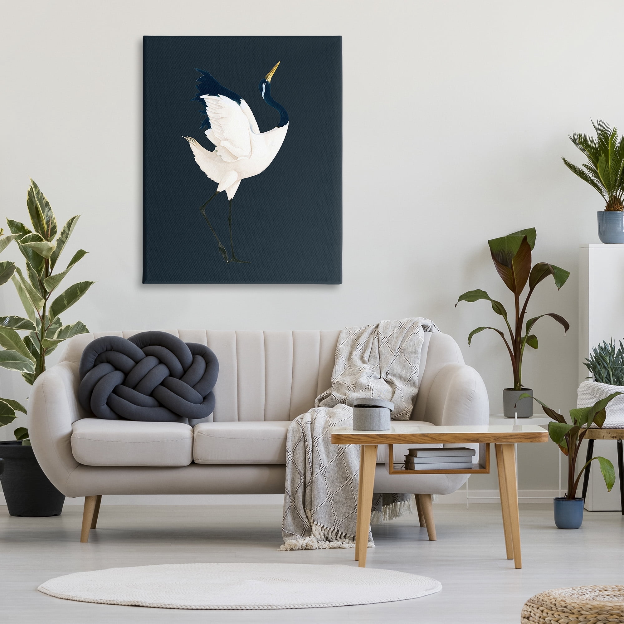 Stupell Industries Crane Bird Facing Right Animals & Insects Painting Gallery Wrapped Canvas Art Print Wall Art, 36 x 48
