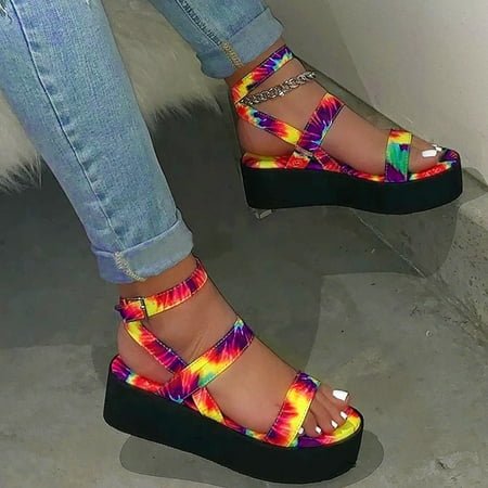 

〖Yilirongyumm〗 Red 36 Sandals Women Ankle Shoe Womens Flats Straps Roman Sandals Platform Buckle With Toe Beach Open Women s Sandals