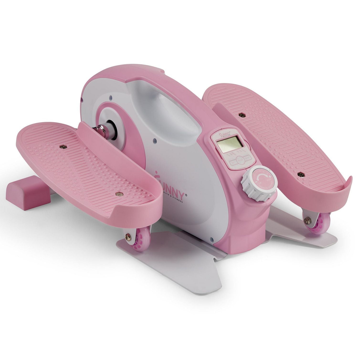 Sunny Health & Fitness Entraîneur Élliptique Intelligent Rose Sous-Bureau, Mini Pédalier d'Exercice pour Entraînement à Domicile/Bureau, Machine Portable pour l’Entraînement des Seniors, Lien Exclusif