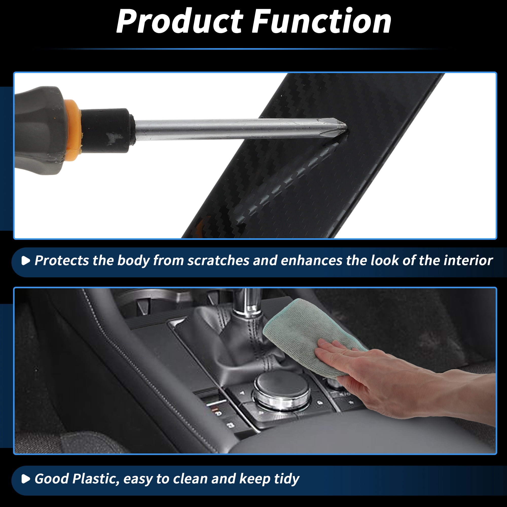 Unique Bargains Gear Shift Knob Console Media Panel Cover Trim for Mazda 3 Axela 2019-2025 Interior Center Console Gear Shift Panel Cover Trim Black Carbon Fiber