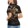 thumbnail image 3 of Honeii Vintage Metal Dragon Print Women's Classic V-Neck T-Shirt,Womens Fashion Tops,Stylish Everyday Top for Women, Casual Summer Spring Outfits Clothes-XX-Large, 3 of 5