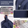 thumbnail image 4 of MAMUNU Estuche para lápices de gran capacidad con 4 compartimentos, bolsa para lápices con cremallera y asa portátil, estuche para bolígrafos, organizador de papelería para oficina, universidad,, 4 of 7