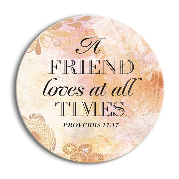 Friend Loves All Times Orange Floral 24 inch Glass Round Wall Hanging Sign