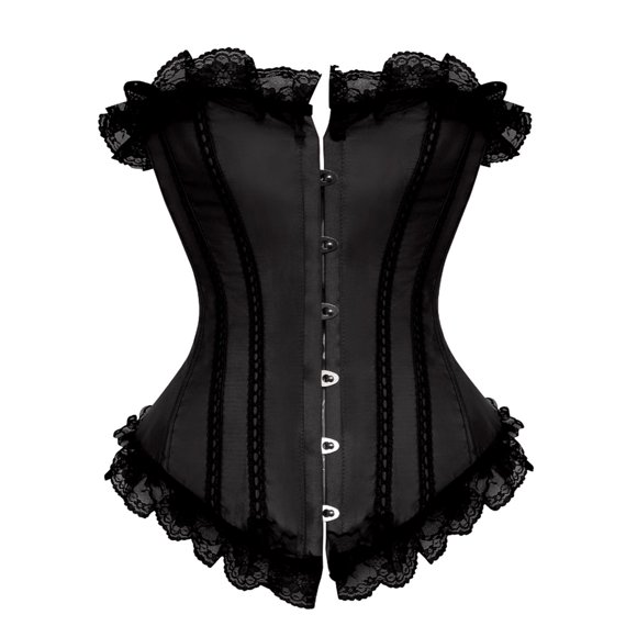 Penkiiy Corset Tops for Women Classic Corset Lace up Boned Waist Cincher Bustier Top Black Corset Tops