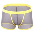 thumbnail image 7 of YWDJ Mens Boxer Briefs Cotton Blend Breathable Lightweight No Show Men Casual Fashion Solid Sexy Underwear Gold Mesh Striped Breathable Hip Shorts Gray XL, 7 of 7