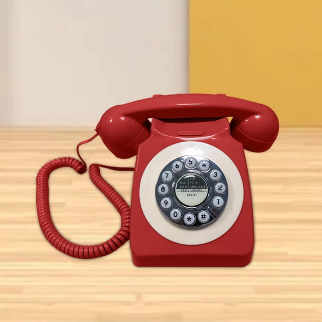 Teléfono fijo retro, teléfono de escritorio con cable, cable de para uso en hoteles y oficinas Rojo perfke Teléfono fijo retro