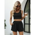 thumbnail image 4 of Two Piece Summer Outfits 2 Piece Sets Sleeveless Matching Lounge Crop Top High Waisted Short, 4 of 4