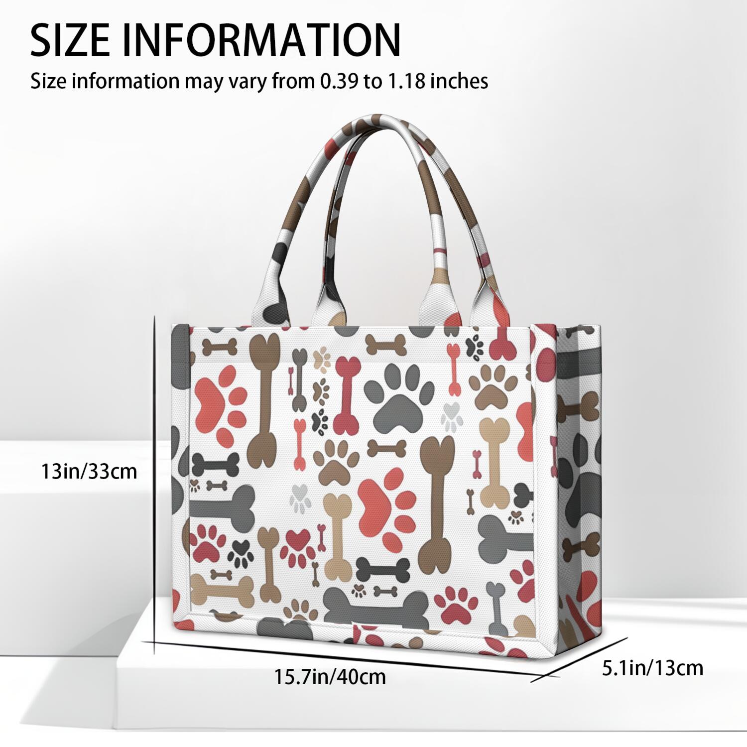 Large Capacity Tote Bag,Paw Prints and Bones Handbag Fashion Luxury Tote Bag,15.7"x13"x 5.1" Inches,Laptop Compatible