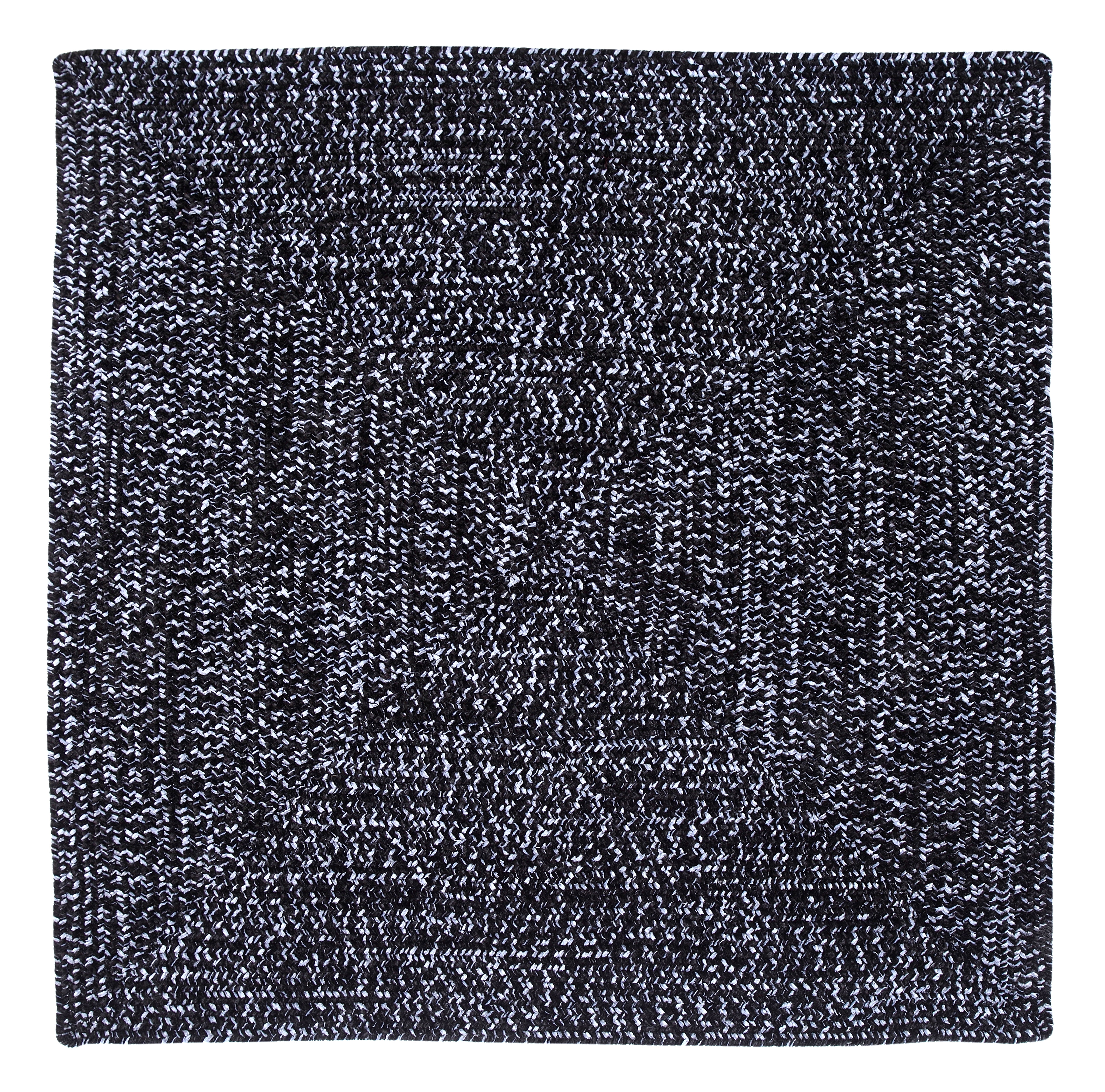 Better Trends 72" Square Braided Rug 100% Polyester Durable and Stain Resistant Reversible Indoor Area Utility Rug, Chenille Tweed Collection - Black & Gray