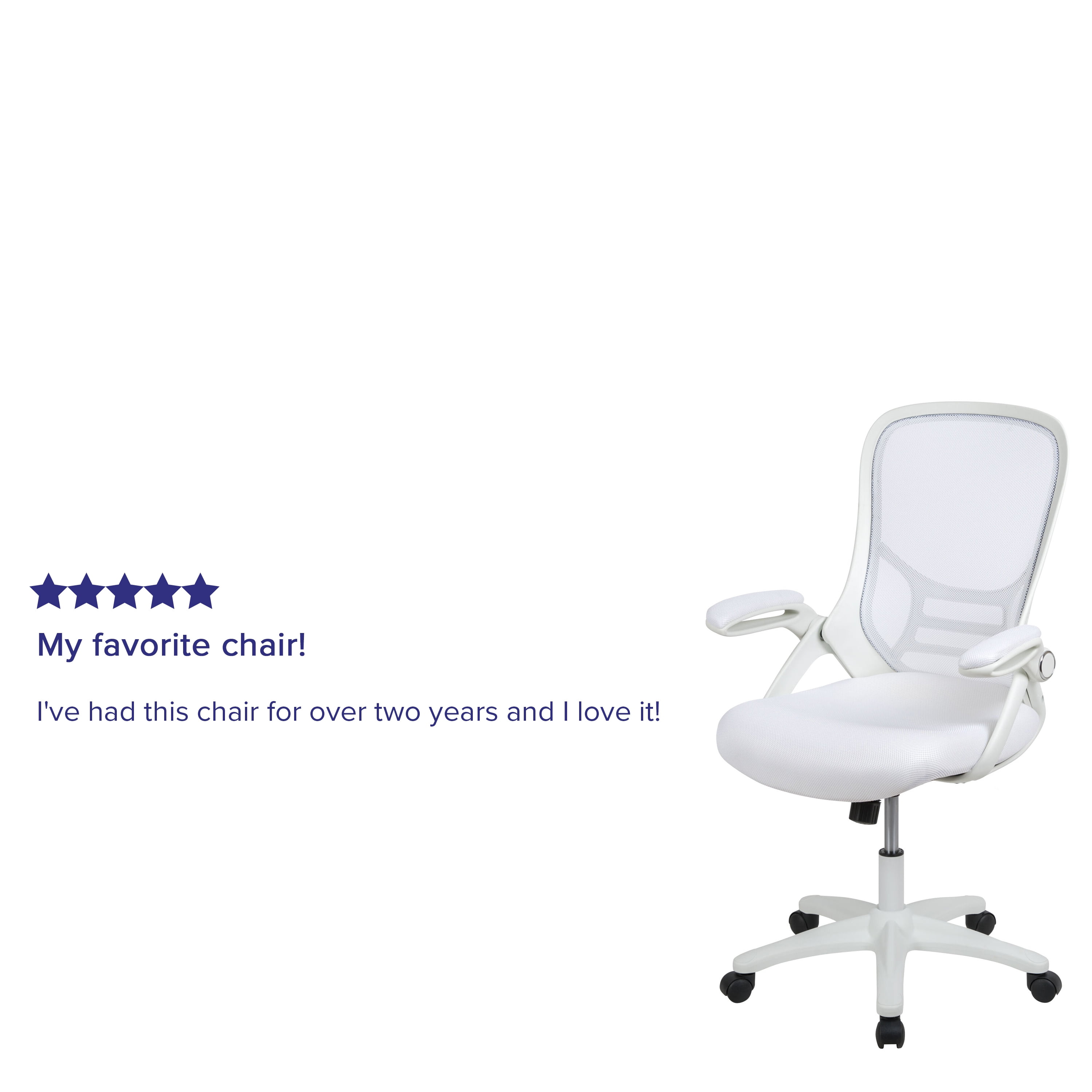 Emma + Oliver High Back White Mesh Ergonomic Office Chair with White Frame and Flip-up Arms
