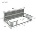 thumbnail image 2 of Miniyam Twin Floor Bed with Bookcase Shelves and Guardrails, Wood Low Profile Bed Frame, Gray, 2 of 7