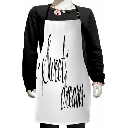 

Saying Kids Apron Modern Calligraphy Inscription by Hand Positive Mood Politeness Theme Boys Girls Apron Bib with Adjustable Ties for Cooking Baking Painting Black and White by Ambesonne