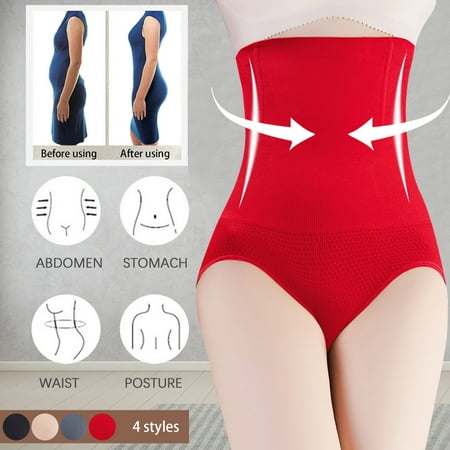 

JNGSA High Waisted Body Shaper Shorts Shapewear for Women Tummy-Control Thigh Slimming Shaper Fiber Fat Underpants Red