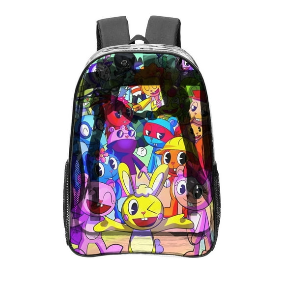 Happy Tree Friends Pattern Transparent Backpack Lightweight And fashionable Showcasing Personality And Leading The Trend